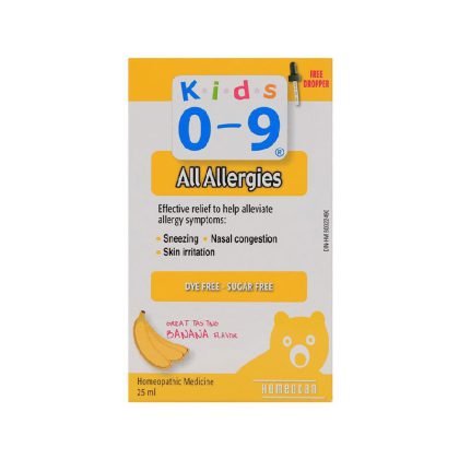 ALLERGIES-KIDS-0-9, relieve symptoms of sneezing, nasal congestion, and skin irritation, banana flavor, ONLINE PHARMACY