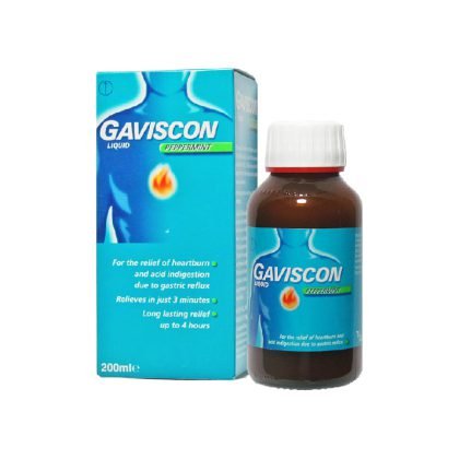 GAVISCON-GLASS-BOTTLE-ORAL-SUSPENSION, peppermint flavor, heartburn, acid reflux, GERD, long lasting effect, fast relieve