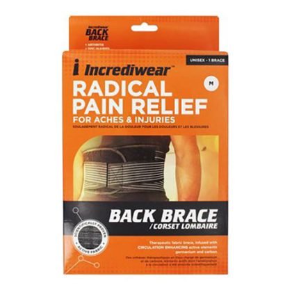 sports injury, active pain relief, radical pain relief, for aches and injuries, INCREDIWEAR-BACK-BRACE-BLACK-3X