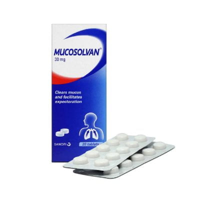 MUCOSOLVAN, clears the bronchi and dissolves sticky mucus, tablets