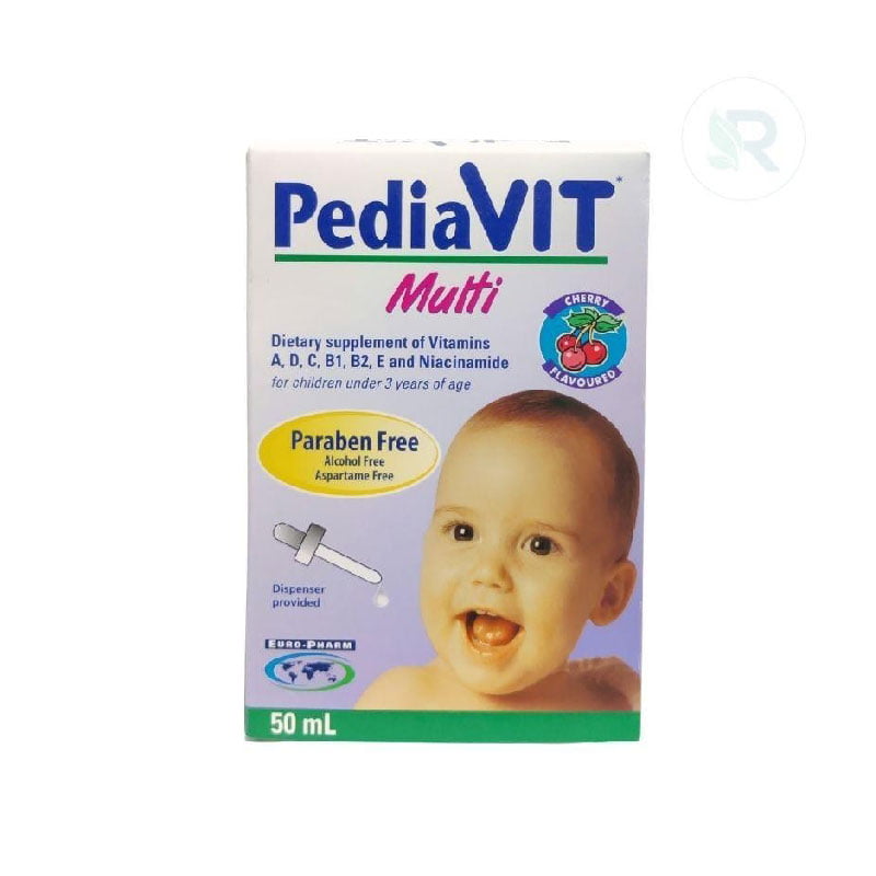 PEDIAVIT-MULTI-50ML-BOTTLE, Dietary supplement, vitamins, multivitamins, cherry flavored