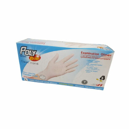 POLY-BRITE-LATEX-GLOVES-POWDER-FREE-100PC. size large, first aid.