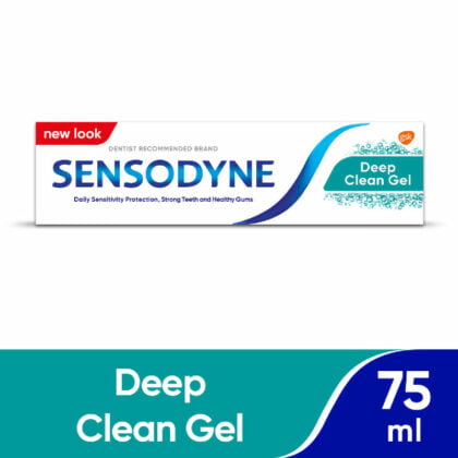 SENSODYNE-DEEP-CLEAN-GEL-T-P-75ML, new look, daily sensitivity protection, strong teeth and healthy gums, tooth paste