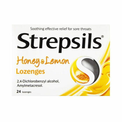 STREPSILS-honey and lemon-WITH-VIT-C, 24 lozenges, flu, cold, soothing relief for sore throats