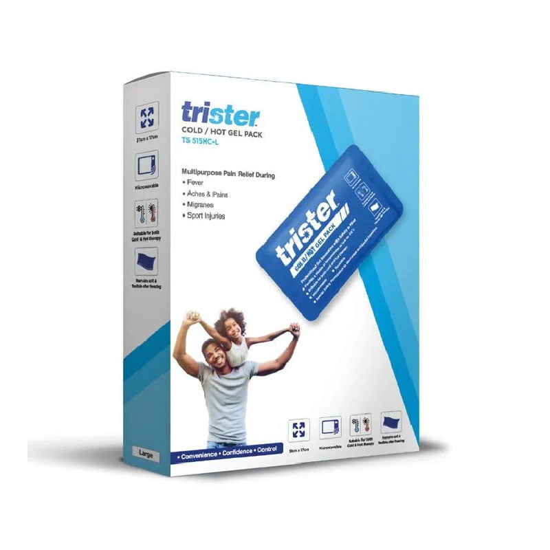 Trister, cold/hot gel pack, fever, ache, pains, migraine, sport injuries