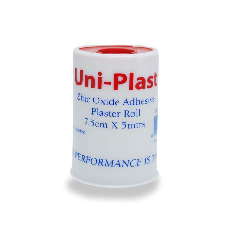 Uni-plast zinc oxide adhesive plaster roll. 7.5 cm * 5 meters. for wounds.