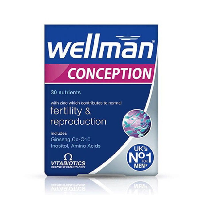Welllman conception, multi vitamins contributes to normal fertility and reproduction for men, Vitabiotics.