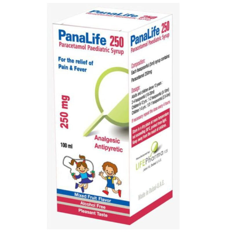 PANALIFE-250-MG-5ML-100ML-GLASS-BOTTLE. for pain and fever, analgesic, antipyretic
