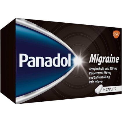 Panadol-Migraine-Pain-Reliever-24-Caplets, paracetamol, analgesic, pain killer, pain reliever
