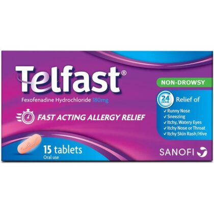 Telfast-fast acting allergy relief, for allergic rhinitis, relief of runny nose, sneezing, itchy, watery eyes
