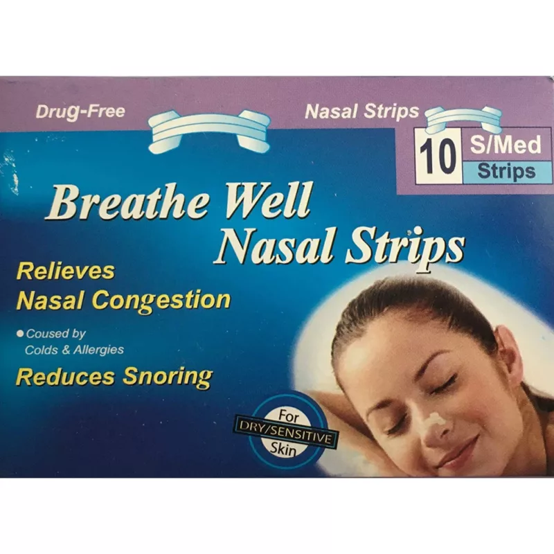 BREATHE-WELL-NASAL-STRIPS-relieves nasal congestion, caused by colds and allergies, reduces snoring