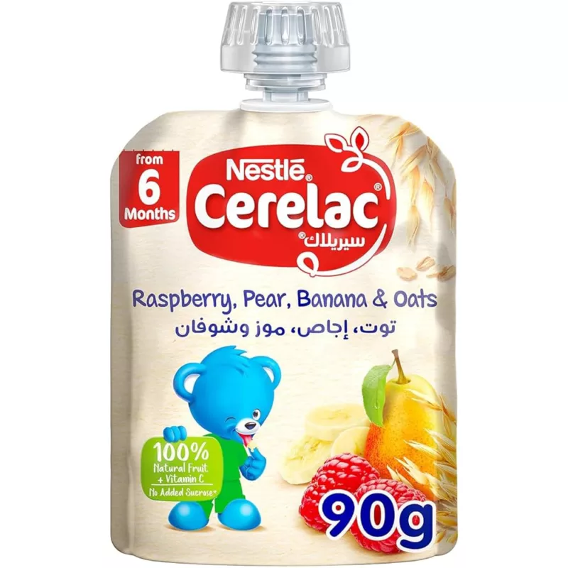 CERELAC-RAPBERRY-PEAR-BANANA-OATS, baby's food, from 6 months, natural fruit