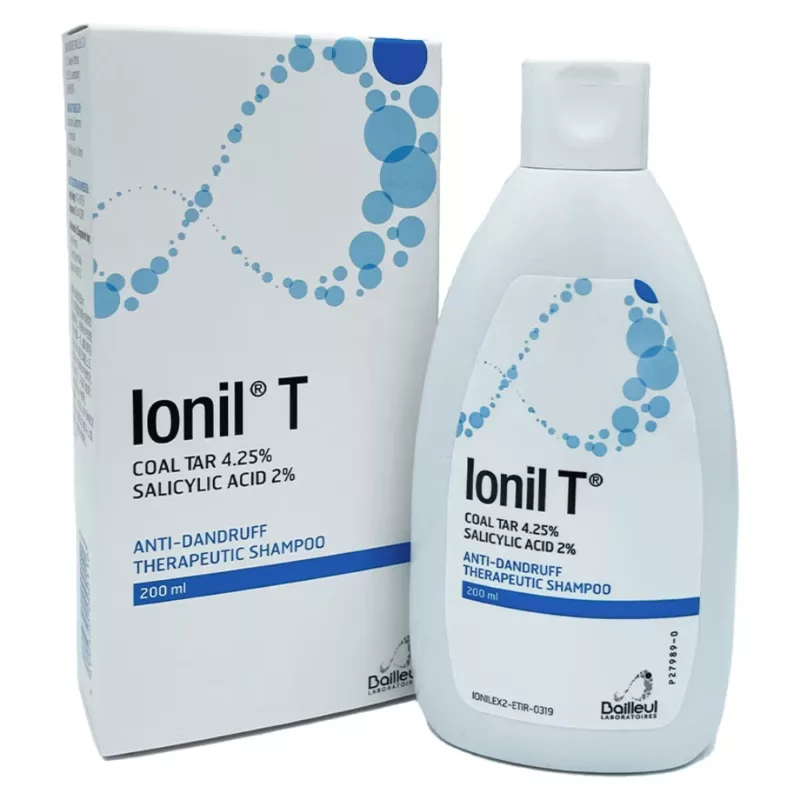 IONIL-T-200-ML-BOTTLE-SHAMPOO coal tar, anti dandruff, therapeutic shampoo