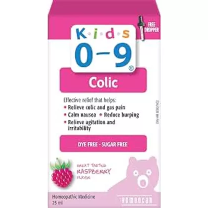 KIDS-0-9-COLIC, relieve colic and gas pain, calm nausea, reduce burping, relieve agitation and irritability, raspberry flavor