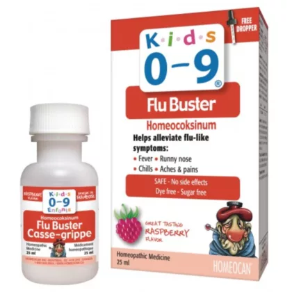 KIDS-0-9-FLU-BUSTER-alleviate flu like symptoms: fever, runny nose, chills, aches and pains, safe, no side effects