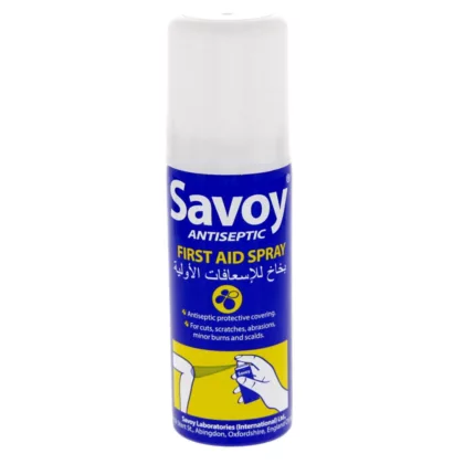 SAVOY-FIRST-AID-SPRAY-antiseptic protective covering, for cuts, scratches, minor burns and scalds