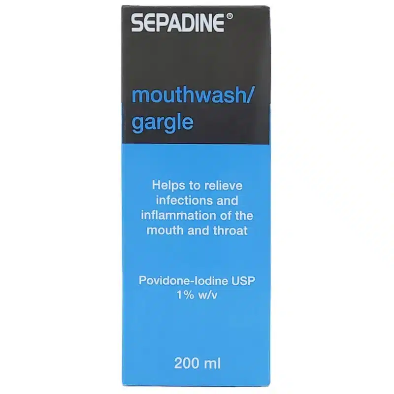 SEPADINE-MOUTH-WASH-200-ML. relieve infections and inflammation of the mouth and throat, mouthwash and gargle