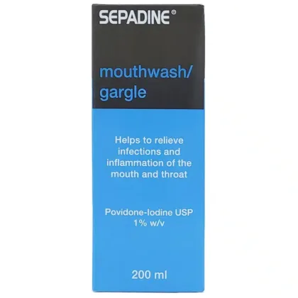 SEPADINE-MOUTH-WASH-200-ML. relieve infections and inflammation of the mouth and throat, mouthwash and gargle