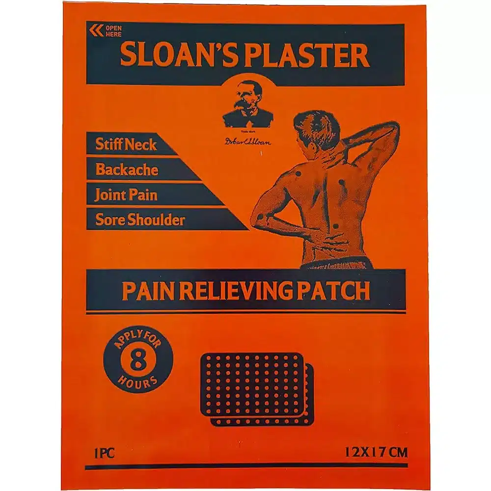 SLOANS-PAIN-RELIEF-PATCH-pain reliving patch for stiff neck, backache, joint pain, sore shoulder