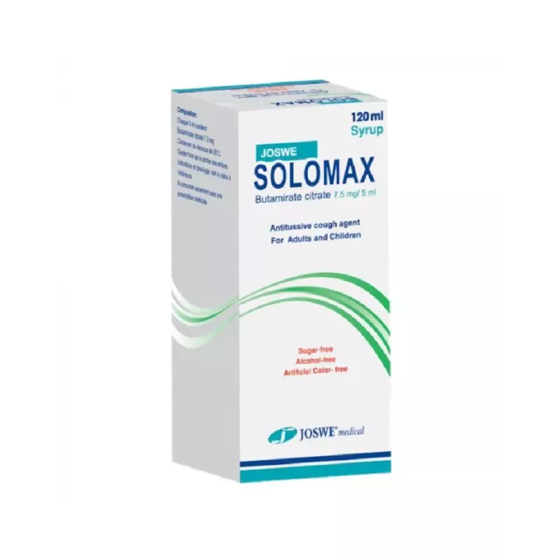 SOLOMAX-ORAL-SYRUP antitussive which presents nonspecific anticholinergic and antispasmodic