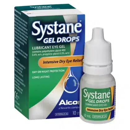 SYSTANE-GEL-DROPS-10-ML-DROPPER-BOTTLE. intensive dry eye relief, long lasting, day or nigh protection, lubricant eye gel