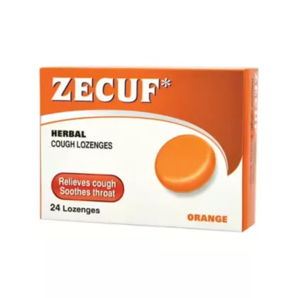 ZECUF-HERBAL-COUGH-LOZENGES-ORANGE-24-S-LOZENGES. cough lozenges, relieves cough, soothes throat