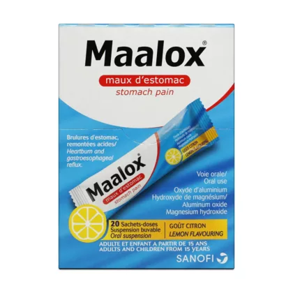 MAALOX -STOMACH-PAIN-4.3-ML-SACHET -20-ORAL-SUSPENSION. stomach pain, acid reflux and heartburn relief