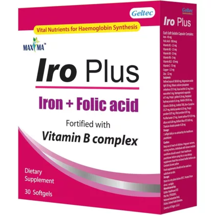 MAXIMA-IRO-PLUS-folic acid fortified with vitamin B complex, dietary supplement