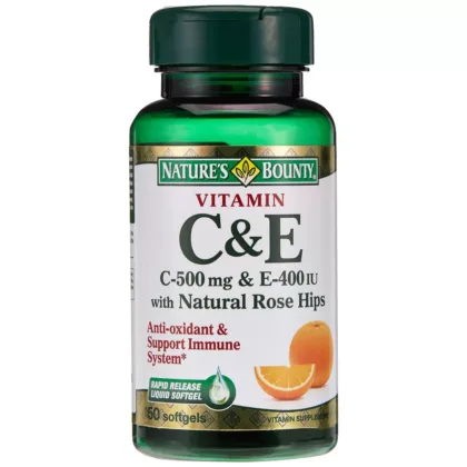 NATURE'S-BOUNTY-C&E-C-500+ROSEHIPS-E-400-anti-oxidant, support immune system, vitamin supplement