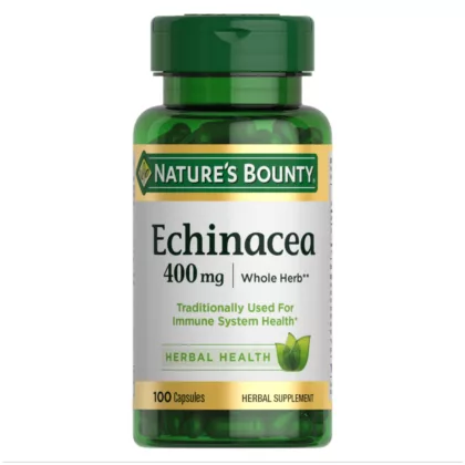 NATURE'S-BOUNTY-ECHINACEA-400-MG-100-CAPSULES. traditionally used for immune system health, herbal health, herbal supplement