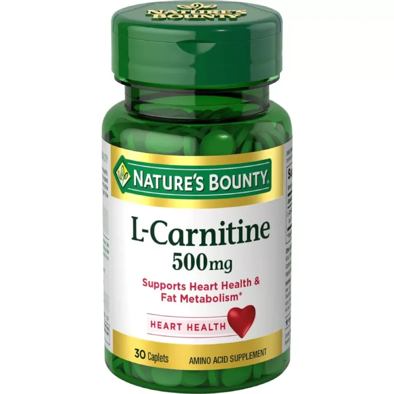 NATURES-BOUNTY-L-CARNITINE-500-MG-Tablets, heart health, supports heart health and fat metabolism, amino acid supplement