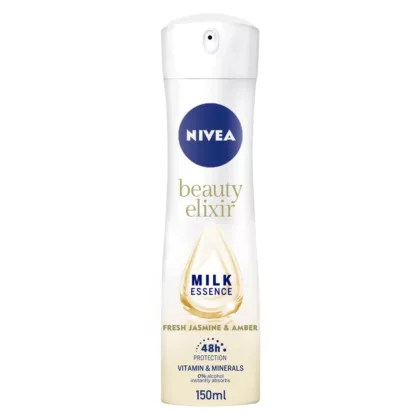 NIVEA-BEAUTY-ELIXIR-MILK-ESSENCE-fresh jasmine and amber, 48 hours protection, vitamins and minerals