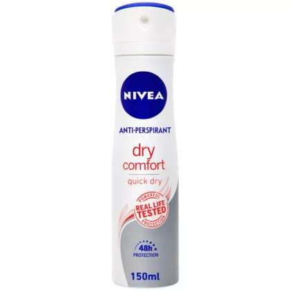 NIVEA-DRY-COMFORT-BODY-SPRAY-anti-perspirant, quick dry, 48 hours protection