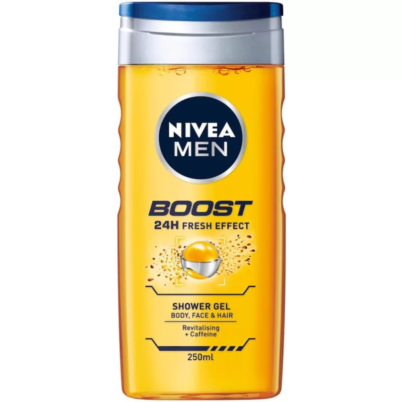 NIVEA-MEN-24-HR-BOOST-SHOWER-GEL-boost, 24 hours fresh effect, revitalizing caffeine
