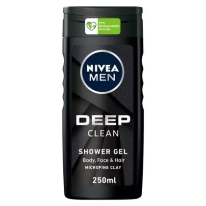 NIVEA-MEN-DEEP-CLEAN-SHOWER-GEL-shower gel, body, face and hair, skincare, cosmetics, beauty