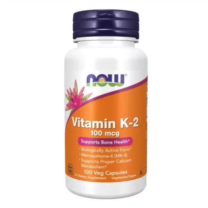 NOW-FOODS-VITAMIN-K-2-100-M-CG-CAPS-SUPPLEMENT, SUPPORTS BONE HEALTH, SUPPORTS PROPER CALCIUM METABOLISM