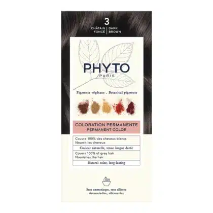 PHYTO-COLOR-DARK-BROWN-PERMANENT-COLOR-3-KIT. hair care, hair pigment