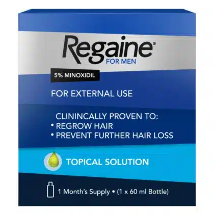 REGAINE-5-%-TOPICAL-SOLUTION-60-ML. regrow hair and prevent future hair loss