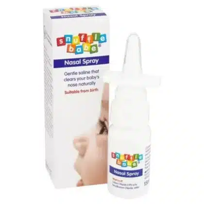 SNUFFLE-BABE-NASAL-SPRAY-gentle saline that clear's baby's nose naturally
