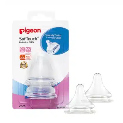 PIGEON-WIDE-NECK-NIPPLE-0+M-S-2'S peristaltic plus for babies feeding