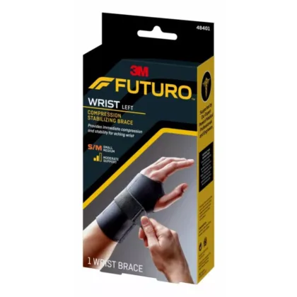 FUTURO-ENERGISING-WRIST-SUPPORT-LEFT-S-M provides immediate compression and stability for aching wrist