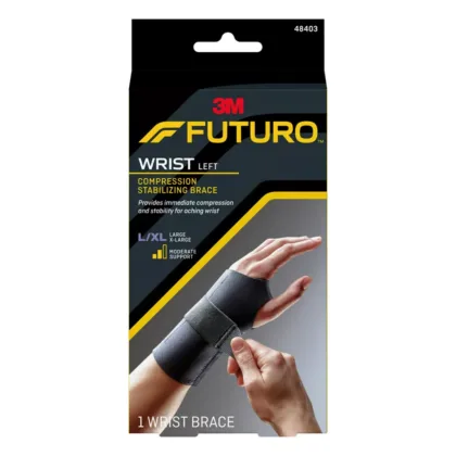 FUTURO-L-XL-ENERG-WRIST-SUPPORT-LEFT-HAND. compression stabilizing brace, immediate compression and stability for aching wrist