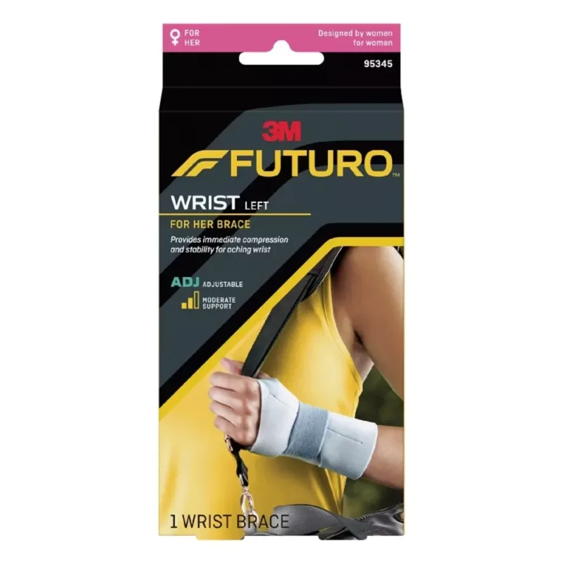 FUTURO-SLIM-SILHOUETTE-WRST-SUPPO-ADJ-LEFT. provides immediate compression and stability for aching wrist