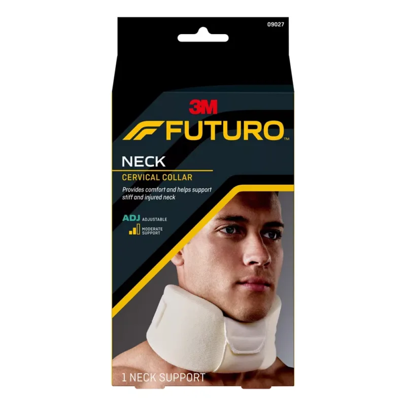 FUTURO-SOFT-CERVICAL-COLLAR-ADJ. cervical collar, provides comfort and helps support stiff and injured neck