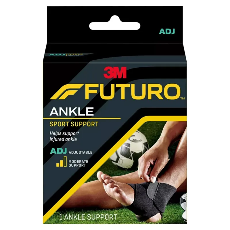 FUTURO-SPORT-ADJ-ANKLE-SUPPORT-BLACK. sport support, sports injury, helps support injured ankle