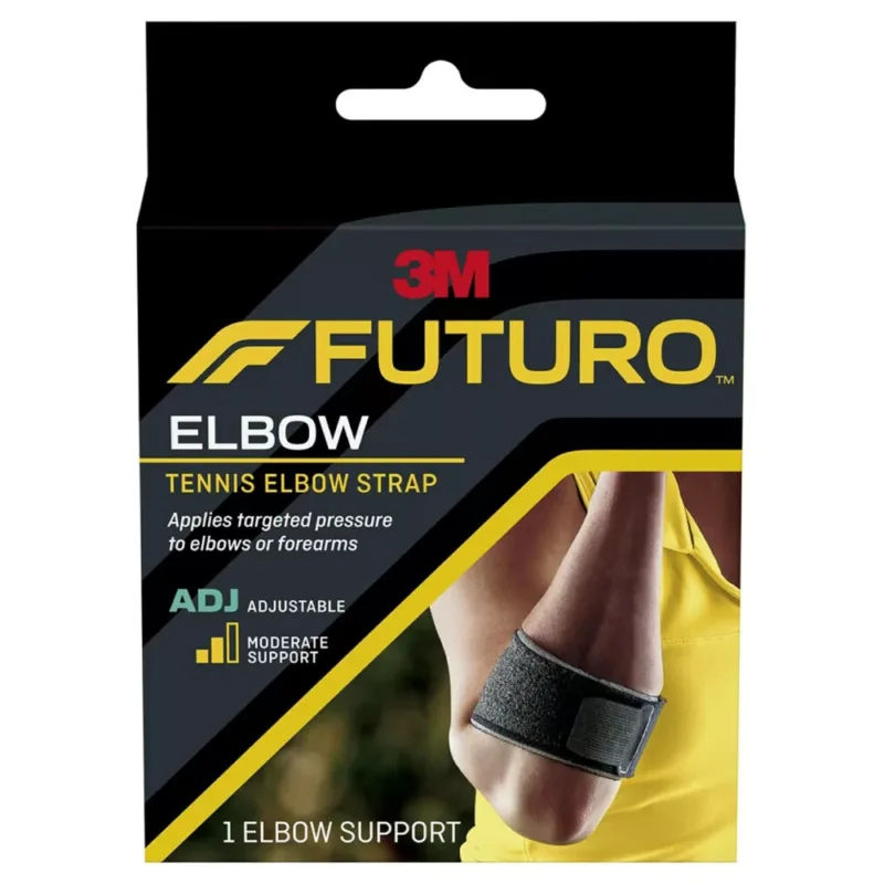 FUTURO-SPORT-ADJUSTABLE-ELBOW-SUPP-BLACK. tennis elbow strap, sports injury