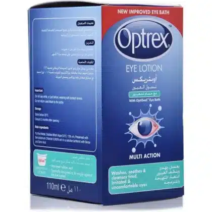 OPTREX-EYE-LOTION-110-ML. for eye health, washes, soothes, and cleanses tired and irritated uncomfortable eyes