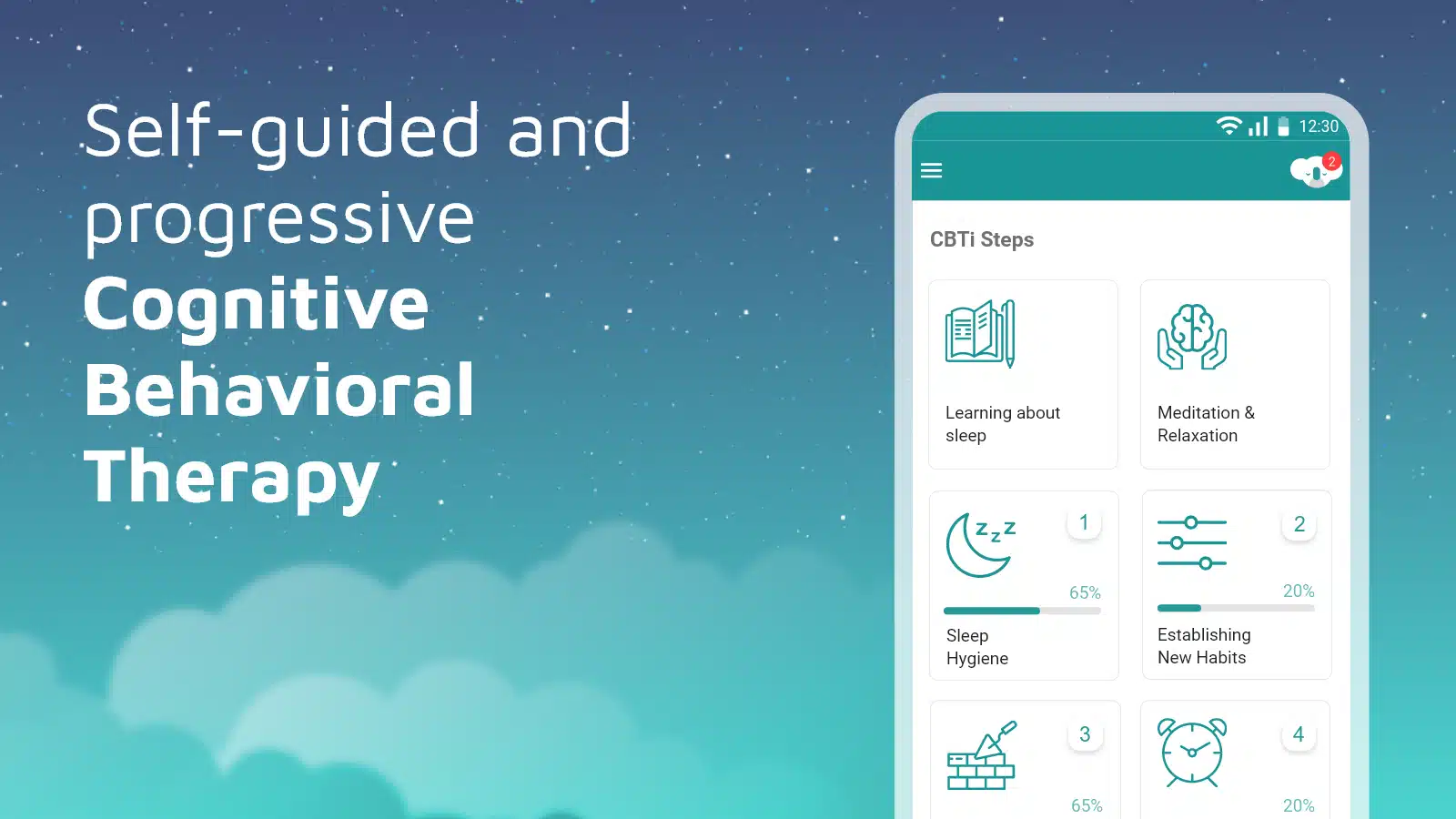 Self guided and progressive cognitive behavioral therapy, software, sleep-up app, sleeping disorder