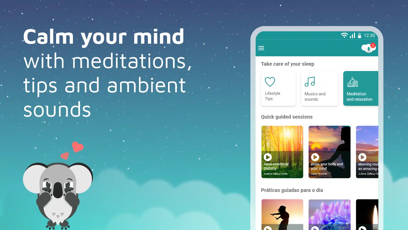 Calm your mind with meditations, tips and ambient sounds. sleep up app software.